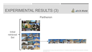 EXPERIMENTAL RESULTS (3)
Parthenon

Initial
retrieved
Set

4TH WORKSHOP ON ANALYSIS AND RETRIEVAL OF TRACKED EVENTS AND MOTION IN IMAGERY STREAMS
(ARTEMIS 2013)

 