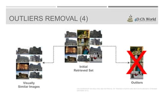 OUTLIERS REMOVAL (4)

Initial
Retrieved Set

Visually
Similar Images

Outliers
4TH WORKSHOP ON ANALYSIS AND RETRIEVAL OF TRACKED EVENTS AND MOTION IN IMAGERY STREAMS
(ARTEMIS 2013)

 