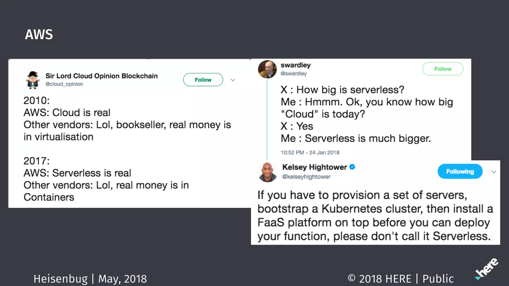 AWS
© 2018 HERE | PublicHeisenbug | May, 2018
 