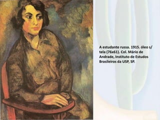 A estudante russa. 1915. óleo s/
tela (76x61). Col. Mário de
Andrade, Instituto de Estudos
Brasileiros da USP, SP.
 