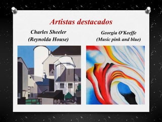Artistas destacados
Charles Sheeler
(Reynolda House)
Georgia O'Keeffe
(Music pink and blue)
 