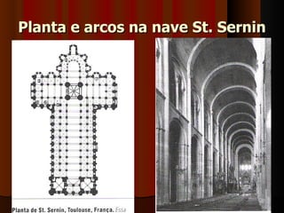 Planta e arcos na nave St. Sernin
 
