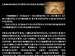 Deixaram de fazê-lo por dois motivos:  primeiro porque adotaram a prática da inumação, contrária à incineração, usada pelos pagãos;  segundo, porque os pagãos consagravam os cemitérios ás suas divindades.  Nas residências, utilizavam salas, com altares improvisados, para os ofícios divinos, os ágapes ou banquetas de amor, como se chamavam, depois transformados na cerimônia da missa. Algumas casas mais ricas chegaram a possuir uma espécie de templo, com disposição e instalação adequadas. Não podem ser consideradas obras de arquitetura os trabalhos, muitas vezes toscos, de sustentação de paredes e tetos ou ampliação de espaço, executados nas catacumbas.  