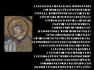 Todos os cuidados voltam-se para o interior, não só para criar espaço, também para sugestionar, pela estrutura e decoração, o espírito do crente. A igreja bizantina, por exemplo, externamente simples e inexpressiva, tem interiores que deslumbram, revestidos de cintilantes e suntuosos mosaicos, de mármores, de cores variadas e de calculados efeitos luminosos. Logo que se converteu, Constantino determinou a construção de templos em Roma e Jerusalém. Surgem então as primeiras basílicas cristãs. Em Roma constroem-se a de São João de Latrão e da São Pedro. 