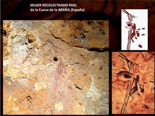 MUJER RECOLECTANDO MIEL
de la Cueva de la ARAÑA (España)
 
