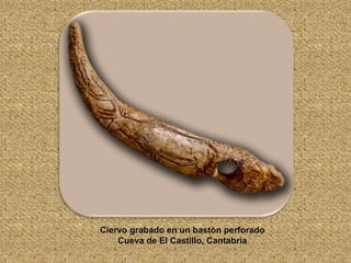 Ciervo grabado en un bastón perforado
Cueva de El Castillo, Cantabria
 