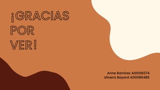 ¡GRACIAS
POR
VER!
Anne Ramírez A00108374
stivens Bayard A00086486
 
