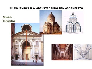 Elementos da arquitectura renascentista Simetria Perspectiva 