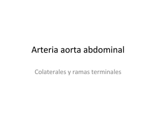 Arteria aorta abdominal Colaterales y ramas terminales 