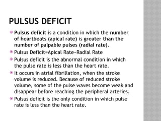 Pulse Deficit Method ARTERIAL AND VENOUS PULSE For Allied Health Students | PPTX