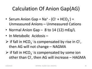 Arterial blood gas analysis | PPTX