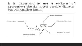 It is important to use a catheter of
appropriate size (i.e largest possible diameter
but with smallest length)
 