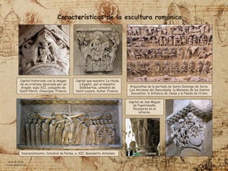 Características de la escultura románica
Capitel historiado con la imagen
de un cristiano devorado por un
dragón, siglo XII, colegiata de
Saint-Pierre, Chauvigny, Francia.
Capitel que muestra ‘La Huida
a Egipto’, por el maestro
Gislebertus, catedral de
Saint-Lazare, Autun, Francia
Descendimiento, Catedral de Parma, s. XII. Benedetto Antelami.
Arquivoltas de la portada de Santo Domingo de Soria.
Los Ancianos del Apocalipsis, la Matanza de los Santos
Inocentes, la Infancia de Jesús y la Pasión de Cristo.
Capitel de San Miguel
de Fuentidueña.
Pecadores en el
infierno.
Sirenas
Arte © 2026
Simon Ibarretxe
 