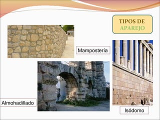 TIPOS DE  APAREJO Mampostería Isódomo Almohadillado 