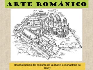 Arte románico
Reconstrucción del conjunto de la abadía o monasterio de
Cluny
 