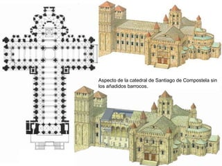 Aspecto de la catedral de Santiago de Compostela sin
los añadidos barrocos.
 