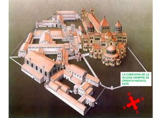 W
N
S
E
LA CABECERA DE LA
IGLESIA SIEMPRE SE
ORIENTA HACIA EL
ESTE
 