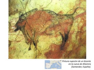 Pintura rupestre de un bisonte
       en la cueva de Altamira
          (Santander, España).
 