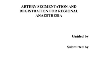 ARTERY SEGMENTATION AND
REGISTRATION FOR REGIONAL
ANAESTHESIA
Guided by
Submitted by
 