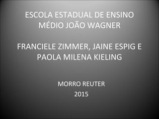ESCOLA ESTADUAL DE ENSINO
MÉDIO JOÃO WAGNER
FRANCIELE ZIMMER, JAINE ESPIG E
PAOLA MILENA KIELING
MORRO REUTER
2015
 