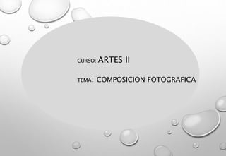 CURSO: ARTES II
TEMA: COMPOSICION FOTOGRAFICA
 