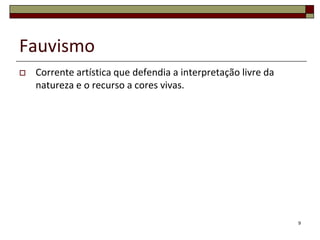 9ExpressionismoFranzMarcTheYellowCow, 1911Óleo sobre tela140x190cmMuseu Guggenheim, Nova Yorque