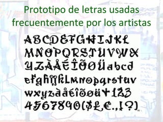 Prototipo de letras usadas
frecuentemente por los artistas
 