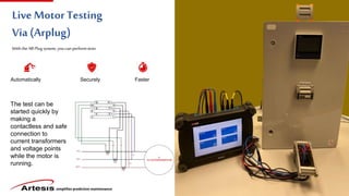 simplifies predictive maintenance
Live Motor Testing
Via (Arplug)
With the ARPlug system, you can perform tests
Automatically Securely Faster
The test can be
started quickly by
making a
contactless and safe
connection to
current transformers
and voltage points
while the motor is
running.
 