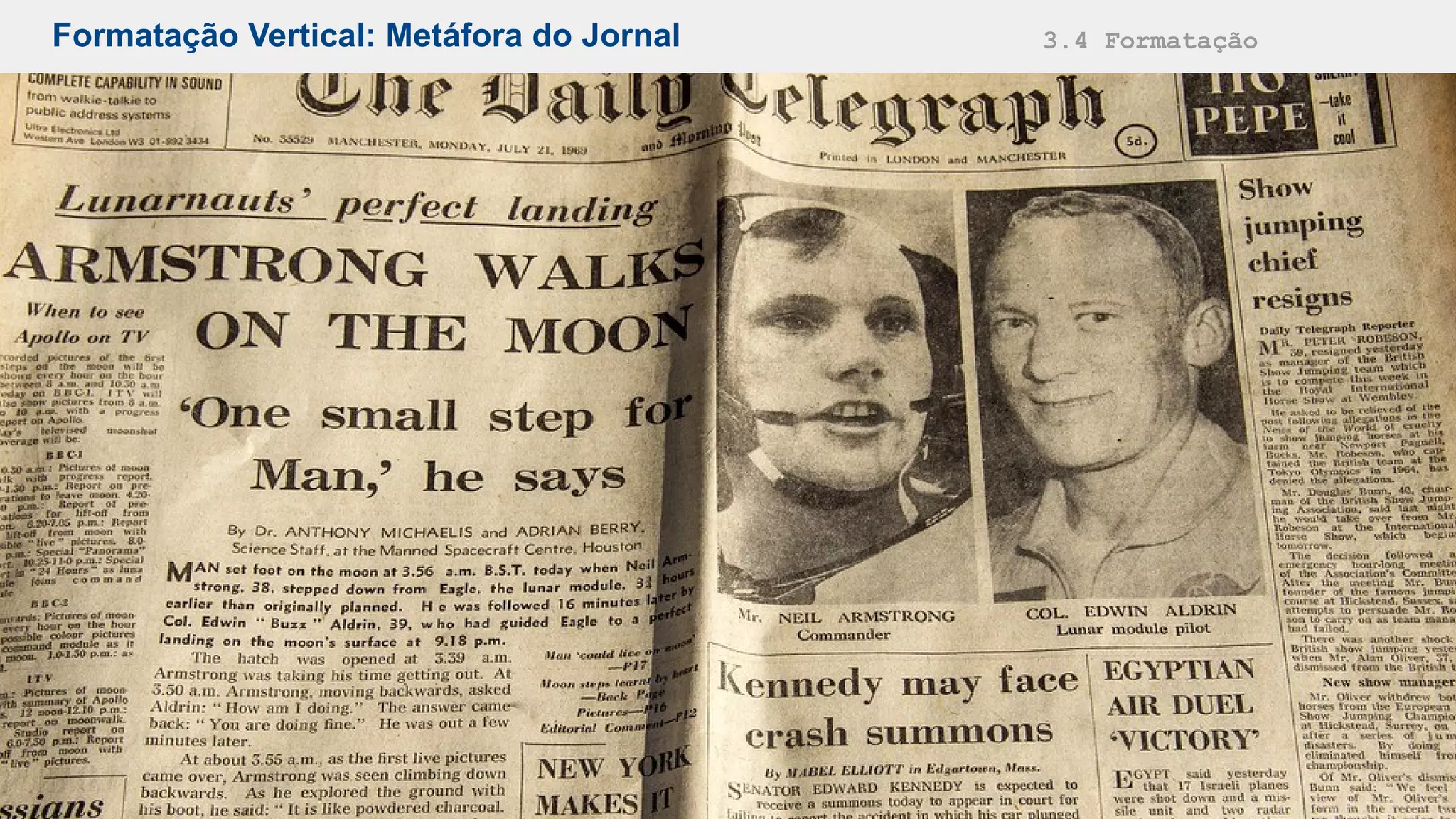 Formatação Vertical: Metáfora do Jornal 3.4 Formatação
 