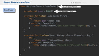 Parser Baseado no Gson 3.8 Fronteiras
GsonParserGsonParser
Encapsula o Gson
É um JsonParser
 