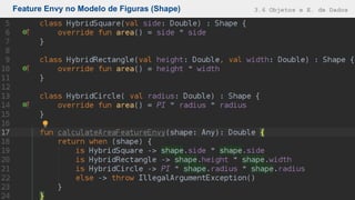 Feature Envy no Modelo de Figuras (Shape) 3.6 Objetos e E. de Dados
 