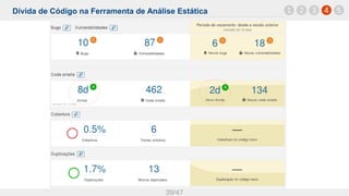 Dívida de Código na Ferramenta de Análise Estática
39/47
1 42 3 5
 