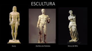 ESCULTURA
Kuros Doríforo de Policleto Venus de Milo
 