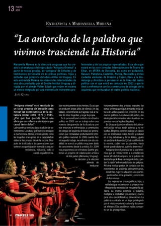 13 marzo
   abril



                                                     ENTREVISTA A MARIANELLA MORENA


     “La antorc...