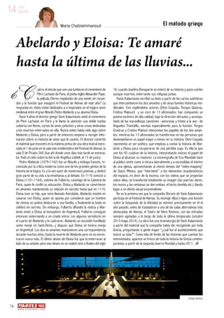 14
74
w w w . a r t e z b l a i . c o m
julio
agosto
El método griegoMaría Chatziemmanouil
Abelardo y Eloisa: Te amaré
has...