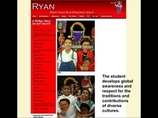 The student
develops global
awareness and
respect for the
traditions and
contributions
of diverse
cultures.
 