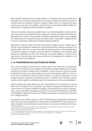 31 Visiones actuales de la Transparencia 311
CONTROL DE TRANSPARENCIA Y ÓRGANOS GARANTES
PERCEPCIÓNCIUDADANADELATRANSPAREN...