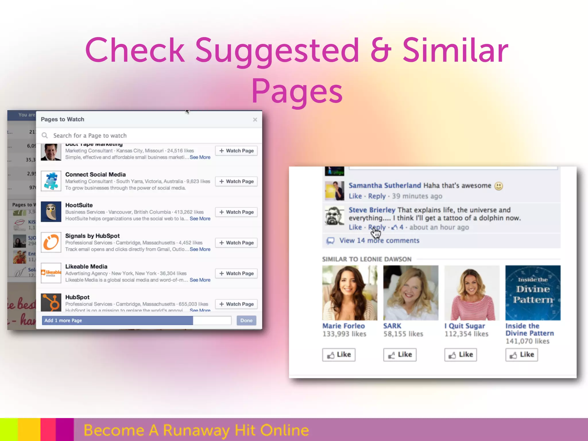 Check Suggested & Similar 
Pages 
 