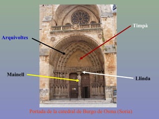 Portada de la catedral de Burgo de Osma (Soria)
Arquivoltes
Timpà
Mainell
Llinda
 