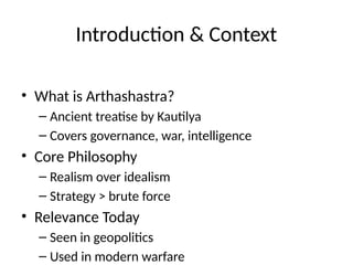 Arthashastra's Strategic Wisdom in Modern Military Contexts | PPTX