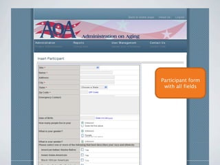 Participant form
 with all fields
 