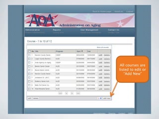 All courses are
listed to edit or
   Add New
 