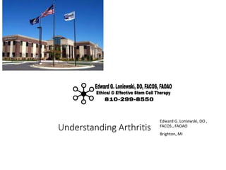 Understanding Arthritis
Edward G. Loniewski, DO ,
FACOS , FAOAO
Brighton, MI
 