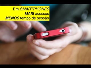Em SMARTPHONES 
MAIS acessos 
MENOS tempo de sessão 
 