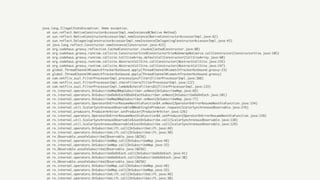 java.lang.IllegalStateException: Demo exception.
at sun.reflect.NativeConstructorAccessorImpl.newInstance0(Native Method)
at sun.reflect.NativeConstructorAccessorImpl.newInstance(NativeConstructorAccessorImpl.java:62)
at sun.reflect.DelegatingConstructorAccessorImpl.newInstance(DelegatingConstructorAccessorImpl.java:45)
at java.lang.reflect.Constructor.newInstance(Constructor.java:423)
at org.codehaus.groovy.reflection.CachedConstructor.invoke(CachedConstructor.java:80)
at org.codehaus.groovy.runtime.callsite.ConstructorSite$ConstructorSiteNoUnwrapNoCoerce.callConstructor(ConstructorSite.java:105)
at org.codehaus.groovy.runtime.callsite.CallSiteArray.defaultCallConstructor(CallSiteArray.java:60)
at org.codehaus.groovy.runtime.callsite.AbstractCallSite.callConstructor(AbstractCallSite.java:235)
at org.codehaus.groovy.runtime.callsite.AbstractCallSite.callConstructor(AbstractCallSite.java:247)
at global.ThreadChannelMismatchTrackerOutbound.apply(ThreadChannelMismatchTrackerOutbound.groovy:23)
at global.ThreadChannelMismatchTrackerOutbound.apply(ThreadChannelMismatchTrackerOutbound.groovy)
at com.netflix.zuul.FilterProcessorImpl.processSyncFilter(FilterProcessorImpl.java:388)
at com.netflix.zuul.FilterProcessorImpl.chainFilters(FilterProcessorImpl.java:122)
at com.netflix.zuul.FilterProcessorImpl.lambda$chainFilters$1(FilterProcessorImpl.java:133)
at rx.internal.operators.OnSubscribeMap$MapSubscriber.onNext(OnSubscribeMap.java:69)
at rx.internal.operators.OnSubscribeDoOnEach$DoOnEachSubscriber.onNext(OnSubscribeDoOnEach.java:101)
at rx.internal.operators.OnSubscribeMap$MapSubscriber.onNext(OnSubscribeMap.java:77)
at rx.internal.operators.OperatorOnErrorResumeNextViaFunction$4.onNext(OperatorOnErrorResumeNextViaFunction.java:154)
at rx.internal.util.ScalarSynchronousObservable$WeakSingleProducer.request(ScalarSynchronousObservable.java:276)
at rx.internal.producers.ProducerArbiter.setProducer(ProducerArbiter.java:126)
at rx.internal.operators.OperatorOnErrorResumeNextViaFunction$4.setProducer(OperatorOnErrorResumeNextViaFunction.java:159)
at rx.internal.util.ScalarSynchronousObservable$JustOnSubscribe.call(ScalarSynchronousObservable.java:138)
at rx.internal.util.ScalarSynchronousObservable$JustOnSubscribe.call(ScalarSynchronousObservable.java:129)
at rx.internal.operators.OnSubscribeLift.call(OnSubscribeLift.java:48)
at rx.internal.operators.OnSubscribeLift.call(OnSubscribeLift.java:30)
at rx.Observable.unsafeSubscribe(Observable.java:10256)
at rx.internal.operators.OnSubscribeMap.call(OnSubscribeMap.java:48)
at rx.internal.operators.OnSubscribeMap.call(OnSubscribeMap.java:33)
at rx.Observable.unsafeSubscribe(Observable.java:10256)
at rx.internal.operators.OnSubscribeDoOnEach.call(OnSubscribeDoOnEach.java:41)
at rx.internal.operators.OnSubscribeDoOnEach.call(OnSubscribeDoOnEach.java:30)
at rx.Observable.unsafeSubscribe(Observable.java:10256)
at rx.internal.operators.OnSubscribeMap.call(OnSubscribeMap.java:48)
at rx.internal.operators.OnSubscribeMap.call(OnSubscribeMap.java:33)
at rx.internal.operators.OnSubscribeLift.call(OnSubscribeLift.java:48)
at rx.internal.operators.OnSubscribeLift.call(OnSubscribeLift.java:30)
 