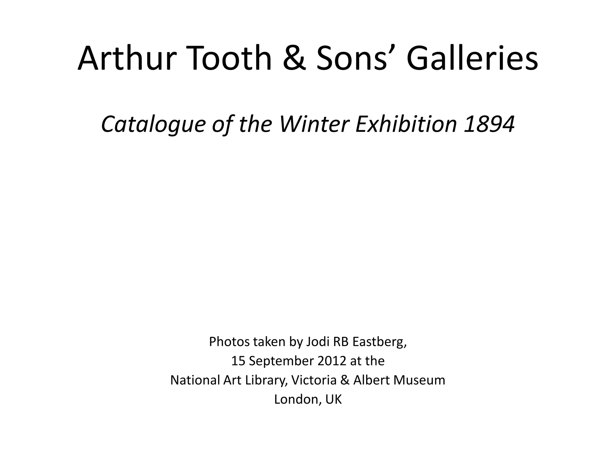 Arthur tooth & sons catalogues | PPTX