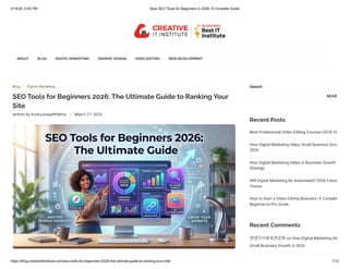 SEO Tools for Beginners 2026: The Ultimate Guide to Ranking Your Site | PDF