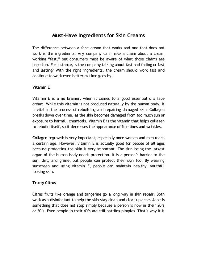 Must-Have Ingredients for Skin Creams