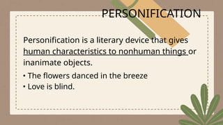 Personification Examples Slideshow Article powerpoint presentation for class | PPTX