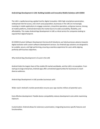 Android App Development in UAE: Building Scalable and Innovative Mobile ...